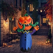 cheap Halloween Outdoor-1 Pc Halloween 1.5M Terrifying Pumpkin with Lamp Inflatable Air Model Indoor and Outdoor Courtyard Garden Lawn Party Atmosphere Decorative Lamp US/EU/UK/AU Plug
