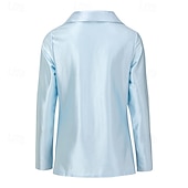 Χαμηλού Κόστους Επίσημες Μπλούζες-Γυναικεία Κομψή Φιλάρεσκος Σατέν Μπλούζα Ντυτές μπλούζες Σκέτο Καθημερινά Στυλάτο Βασικό Μακρυμάνικο Κολάρο Πουκαμίσου Κανονικά μπλουζάκια Καθημερινά Δουλειά Αργίες Θαλασσί Μαύρο Χακί Άνοιξη Φθινόπωρο