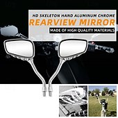 economico Decorazioni per Halloween all&#039;aperto-coppia di specchietti retrovisori laterali a forma di teschio, accessori per moto, design Ghost Claw, specchietti retrovisori modificati riflettenti per scooter elettrici Harley, parti di guida eleganti