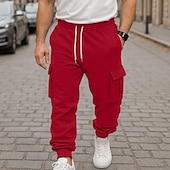economico Carico-Per uomo Pantaloni da Tuta Cargo Pantaloni da tuta Pantaloni in Pile Joggers Pantaloni Coulisse Elastico in vita Multi-tasche Semplice Traspirante Lunghezza intera Casuale Quotidiano All'aperto Moda