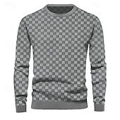 رخيصةأون بلوزات أساسية-رجالي كنزة البلوز هوديي البلوز قف بجانب الطريق أسود أبيض كاكي رمادي رقبة عالية مدورة هندسي بقع الرياضة &amp; في الخارج فضفاض مناسب للبس اليومي أناقة الشارع كوول ملابس رياضية الشتاء ملابس هوديس بلوزات