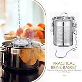 cheap Kitchen Utensils &amp; Gadgets-Large Tea Infuser for Loose Leaf Stainless Steel Tea Strainers and Spice Ball Extra Fine Mesh Strainer with Chain Hook and Lid