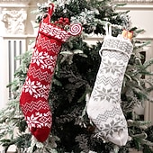 Lot de 2 bas de Noël tricotés, chaussettes de Noël en tricot flocon de neige rouge, décoration de vacances, sacs cadeaux suspendus pour enfants, cheminée &décorations d'arbre de Noël abordables Bas & Porte-bas-Lot de 2 bas de Noël tricotés, chaussettes de Noël en tricot flocon de neige rouge, décoration de vacances, sacs cadeaux suspendus pour enfants, cheminée &décorations d'arbre de Noël