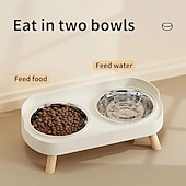 economico Utensili e gadget da cucina-stazione di alimentazione rialzata per animali domestici con doppie ciotole, ciotola alta per acqua e cibo, acciaio inossidabile, vari colori per gatti e cani