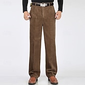 preiswerte Schlank-Herren Anzughose Cordhose Hose Chinos Tasche Knöpfe Einfach Komfort Formell Party Arbeit Mode Klassicher Stil Schwarz Marineblau Mikroelastisch