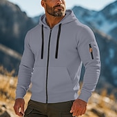 economico Felpa Tattica-Per uomo Felpa con cappuccio Felpa con cappuccio e zip corta Felpa con cappuccio in pile Felpa con cappuccio tattica Nero Bianco Verde militare Rosso Borgogna Con Cappuccio Semplice Cerniera