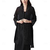 economico Scialli-scialli e stole da donna per abiti da sera, scialli in chiffon trasparente con strass scintillanti, copriabiti formali