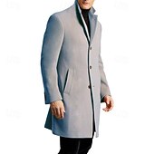 preiswerte Herren-Blazer &amp; -Anzüge-Herren Mantel Trenchcoat Langer Trenchcoat Urlaub Täglich Herbst Winter Polyester Winddicht Warm Oberbekleidung Bekleidung Mode Klassisch Einfach Tasche Revers Einreihig