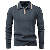 billige Herre Elite Genser og Cardigans-Herre Pullover genser Strikke Vanlige topper Fargeblokk Knapper Helfarge Polokrage Årgang Daglig Skole Hjem Klær Vår Høst Blå Brun S M L