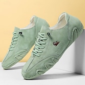 billige Sneakers til herrer-grønne semskede joggesko for menn – lette, avslappede sportssko for turgåing, reiser og streetwear-antrekk