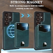 levne Pouzdra pro Samsung-telefon Carcasă Pro Samsung Galaxy S25 S25 Hrana S24 Ultra Plus S24 FE Zadní kryt Magnetické Stojánek Slot pro kartu Retro TPU PU kůže