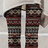 economico -Per donna Pantaloni Leggings Casual Boho Lunghezza intera Vita Alta Geometrico Elastico in vita Stampato Traspirabilità Confortevole Elasticizzato Vacanza Streetwear Abbigliamento quotidiano Rosso