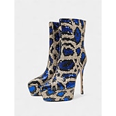 Γυναικεία μπλε και χρυσά μποτάκια στιλέτο με πλατφόρμα και πούλιες - έντονα υποδήματα για πάρτι, νυχτερινή ζωή Χαμηλού Κόστους Μπότες μόδας-Γυναικεία μπλε και χρυσά μποτάκια στιλέτο με πλατφόρμα και πούλιες - έντονα υποδήματα για πάρτι, νυχτερινή ζωή