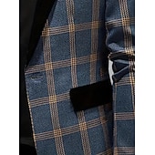 ieftine Costume casual-Bărbați Jachetă blazer Guler crestat Casual Plisat Blazer Albastru Prăfuit Fit adaptat Un singur rând, un nasture