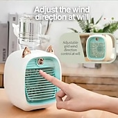 economico Articoli per la casa-Ventilatore portatile per bambini, mini ventilatore ricaricabile con design a forma di volpe, umidificatore con nebulizzatore, apparecchio da scrivania estivo, raffrescatore d&#039;aria portatile personale per uso domestico e in ufficio