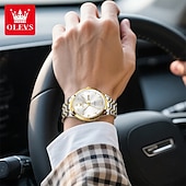 זול שעונים מכאניים-OLEVS גברים שעון מכני מינימליסטי אופנתי עסקים שעון יד אוטומטי נמתח לבד זורח לוח שנה שבוע תאריך פְּלָדָה שעון