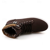 cheap Men&#039;s Sneakers-Men&#039;s Tan Faux Leather High-Top Sneakers with Lace-Up Design, Stylish Casual Shoes for Walking, Work and Weekend Outfits