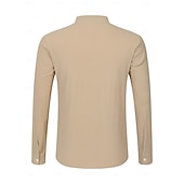 preiswerte Urlaub-Herren Hemd Leinenhemd Wikinger-Stil Sommerhemd Strandbekleidung Einfarbig Urlaub Straße Schwarz Weiß Marineblau Blau Langarm Henley Sommer Frühling Bekleidung Tasche