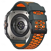 halpa Samsungin kellon rannekkeet-Kellon ranneke varten Samsung Galaxy Katso Ultra Ruostumaton teräs Silikoni Korvaus Hihna Kaksisävyinen Säädettävä Ruostumattomasta teräksestä valmistettu solki Urheiluhihna Ranneke