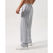 cheap Straight Leg-Men's Sweatpants Trousers Straight Leg Sweatpants Drawstring Pocket Elastic Waist Plain Comfort Sports Outdoor Daily Fashion Casual Black White Micro-elastic