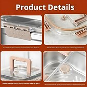 economico Utensili da cucina-Padella quadrata in acciaio inox da 4 pezzi con cestello, friggitrice compatta quadrata multiuso con manico staccabile &amp;design di scarico facile adatto a contenitori per la conservazione della