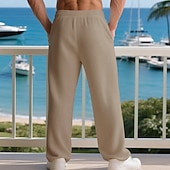 abordables Pierna Recta-Hombre Pantalones de Deporte Pantalones Pantalones deportivos de pierna recta Pantalones de gofres Correa Bolsillo Cintura elástica Plano Comodidad Deporte Diario Moda Casual Negro Blanco