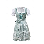 abordables Mujeres-Mascarada Oktoberfest Vestidos Traje de cosplay Trachtenkleader Mucama Vestidos Alemán Munich prados Mujer Víspera de Todos los Santos Vestido Paño de estilo tradicional Blusa Vestido Delantal