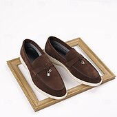 Brune herreloafers i semsket skinn med metalldetaljer – komfortable, casual businesssko til jobb, middager og høstantrekk billige Slip-ons og loafers til herrer-Brune herreloafers i semsket skinn med metalldetaljer – komfortable, casual businesssko til jobb, middager og høstantrekk