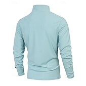 preiswerte Klassisches Poloshirt für Herren-Herren Poloshirts Viertel-Reißverschluss-Poloshirt Alltagskleidung Date Viertelreißverschluss Langarm Mode Basic Farbblock Patchwork Reißverschluss Frühling Herbst Normale Passform Schwarz Wei