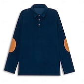 preiswerte Klassisches Poloshirt für Herren-Herren Cordhemd Lässig Sport Revers Langarm Mode Basic Farbblock Einfach Patchwork Knöpfe Frühling Herbst Herbst Winter Normale Passform Grau Braun Marineblau Armeegrün Cordhemd
