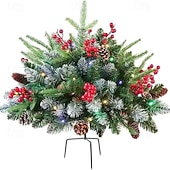 abordables Couronnes, Guirlandes &amp; Décorations-urne de remplissage pour sapin de Noël artificiel pré-éclairé, 8 modes &amp;Piquets d&#039;arbre de Noël alimentés par batterie et minuterie adaptés aux allées, patios, jardins, fêtes d&#039;anniversaire,