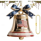 billiga Prydnader-Julgransprydnad i metall emalj för USA:s 250-årsjubileum, handgjord, hängande minnesdekor, frihetsklocka, julgransprydnad för samlare, patriotisk julgran, staket, uteplats