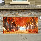cheap Garage &amp; Door Banners-Tapestry Garage Door Cover Large Hanging Backdrop Pumpkin Rustic Cottagecore Dark Punk Gothic Style Autumn Party Outdoor Shooting Backgrounds Yard Home Decor