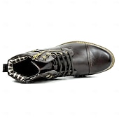 baratos Botas de combate-botas de combate masculinas com zíper lateral e fivela - botas de cano curto com cadarço de moda casual para roupas urbanas e do dia a dia