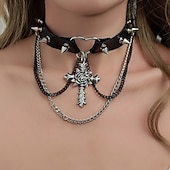 levne Příslušenství-Punk a gotika Náhrdelník Choker Křížový přívěsek pavoučí síť Maškarní kostým Dámské předvečer Všech svatých Karneval Výkon Párty Ležérní Dospělí Náhrdelníky Celý rok