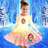 billiga 3D Cartoon Dresser-Flickor 3D Sjöjungfru Klänning Långärmad Sommar Vår Semester Dagligen Helgdag Prinsessa Skön Ljuv Barn 4-12 år Vardagsklänning A linjeklänning Knälång Normal