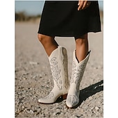 levne Cowboy &amp; Western Boots-dámské vintage westernové kovbojské boty zdobené drahokamy, vyšívaný kožený design pro svatby a zvláštní příležitosti