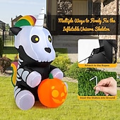 olcso Halloween szabadtéren-1 db 1,5 m-es halloweeni felfújható légmodell ülő csontváz unikornis led világító felfújható fólia udvari dekorációs dísz