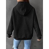 economico Felpe e Sweatshirt Texturizzati-Per donna Felpa con cappuccio Casual Comodo Manica Lunga Con Cappuccio Top Regolari Casuale Tasca Frontale Marrone rossastro Nero Bianco Giallo Rosa Autunno Inverno