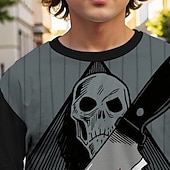 billiga Pojkes Halloween kostymer-Halloween Pojkar 3D Dödskalle T-shirt Långärmad Vår Höst Mode Grundläggande Barn 4-12 år Rund hals Utomhus Ledigt Dagligen Normal
