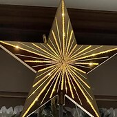 baratos Topo de Árvore-Topo de árvore de Natal estrelado, topo de árvore de gengibre, topo de árvore de resina de 5 pontas, estrela com temporizador automático, serve para todos os tamanhos de árvores, presente elegante para decoração de casa, feriado, mágica e festa