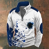 economico Felpe e Sweatshirt di Halloween-Halloween Per uomo Grafico Macchie di sangue Felpa Esagerato Gotico Manica Lunga Collo Alto Feste Club Rosso Blu Cerniera Zip a un quarto Autunno Inverno progettista