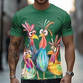 ieftine Tricouri cu imprimeu animal-Bărbați Cocoș Amuzant Tricou Manșon scurt Tricou Tipărire 3D Stil Nautic Cămașă Exagerat Designer Petrecere Concediu Albastru piscină Negru Mov Vară Primăvară Îmbrăcăminte S M L XL XXL XXXL