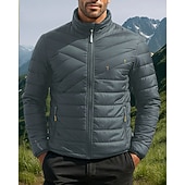 cheap Puffer Jackets-Men&#039;s Puffer Jacket Thermal Jacket Outdoor Thermal Warm Hiking Outfits Hiking Clothes Winter Autumn / Fall Top Camping / Hiking / Caving Running Solid Color Black Dark Blue Grey