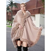 billige Pelssjal-Pelssjal Elegant Hold Varm Ermeløs Flaggermusermer Polyester Bryllup Wrap Med Ren Farge Til Spesiell Leilighet Høst vinter