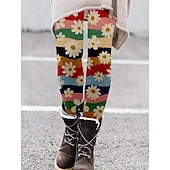 preiswerte -Damen Hosen Hose Leggings Gemütliche Leggings Streetwear Lässig Volle Länge Hohe Taille Gestreift Elastischer Bund Druck Atmungsaktivität Bequem Dehnbar Urlaub Straße Alltagskleidung Schwarzgrau