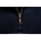 baratos Suéteres e Cardigans Elite Masculinos-Homens Pulôver Tricotar Tops regulares Half Zip Listas Tecido Colarinho Clerical Legal Pulôver Escola Férias Roupa Primavera Outono Preto Azul Marinho Escuro S M L