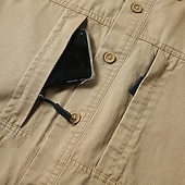 abordables Tapas-Hombre camisa cargo Camisa para senderismo Camisa impermeable Manga Larga Cuello Vuelto Camiseta Al aire libre Transpirable Algodón Negro Verde Ejército Caqui Caza Rutina de ejercicio Viaje