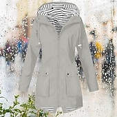 abordables veste active-Femmes Trench Chaud Confortable Fermeture éclair Avec Poches Mode Extérieur Uni Sortir Week-end Fermeture éclair Régulier À capuche Coupe régulière manche longue Vêtements d&#039;extérieur Jaune Rose