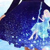 preiswerte 3D-Cartoon-Kommode-Mädchen&#039; 3D Cartoon Kleid Langarm Sommer Frühling Urlaub Täglich Ferien Prinzessin Schön Süß Kinder 4-12 Jahre Freizeitkleid A Linie Kleid Knielang Normale Passform